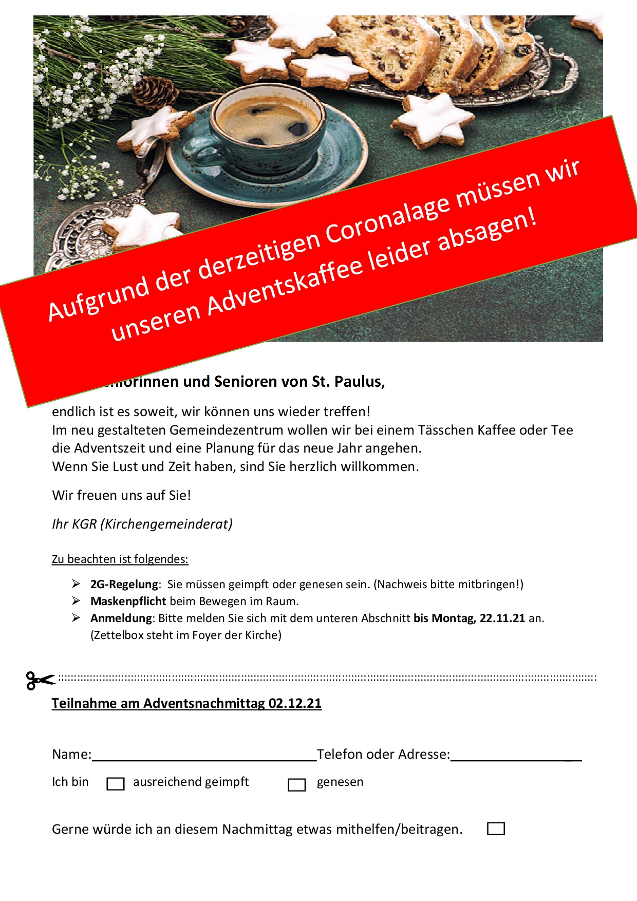 Einladung zum Adventskaffee