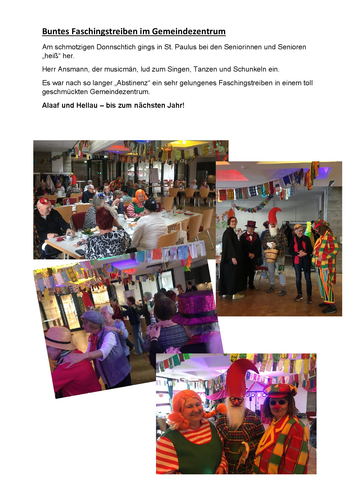 Buntes Faschingstreiben im Gemeindezentrum