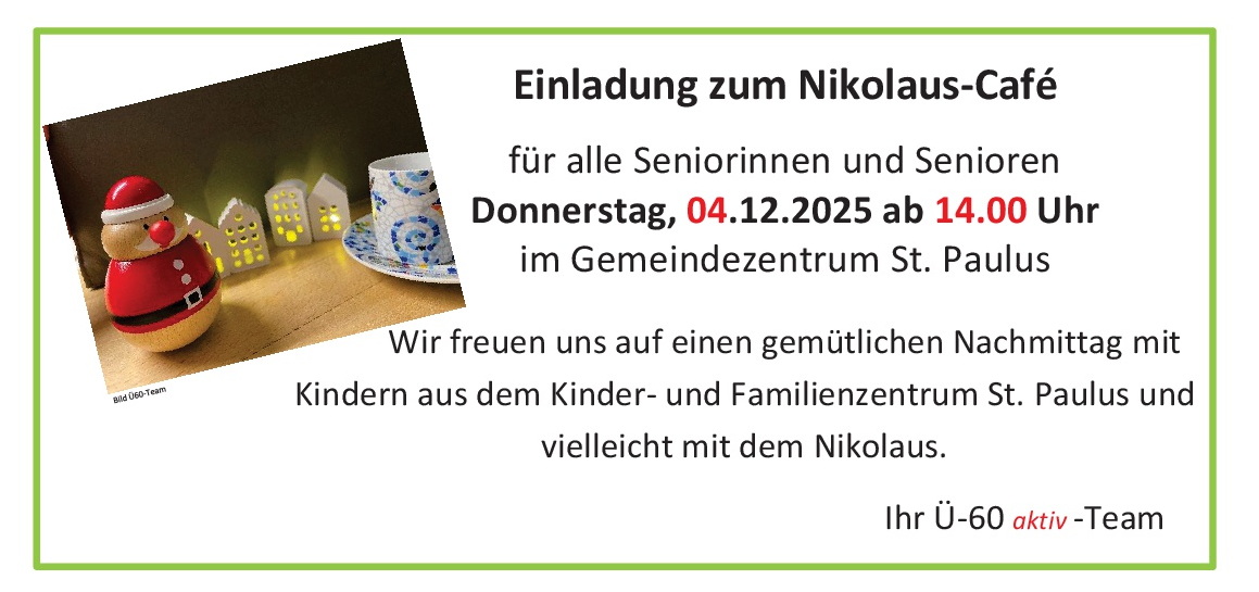 Seniorenkaffee am Donnerstag, 4.12.