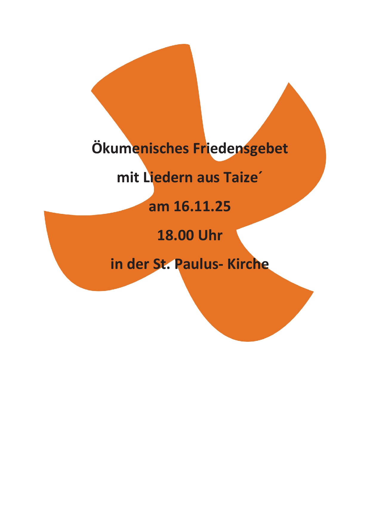 Ökumenisches Friedensgebet am 16.11.
